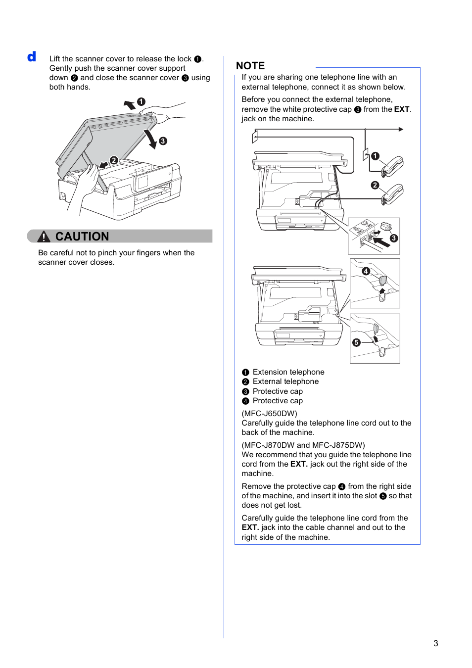 Caution | Brother MFC-J870DW User Manual | Page 3 / 46