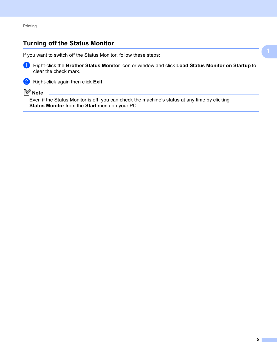 Turning off the status monitor, 1turning off the status monitor | Brother MFC-J410W User Manual | Page 11 / 205