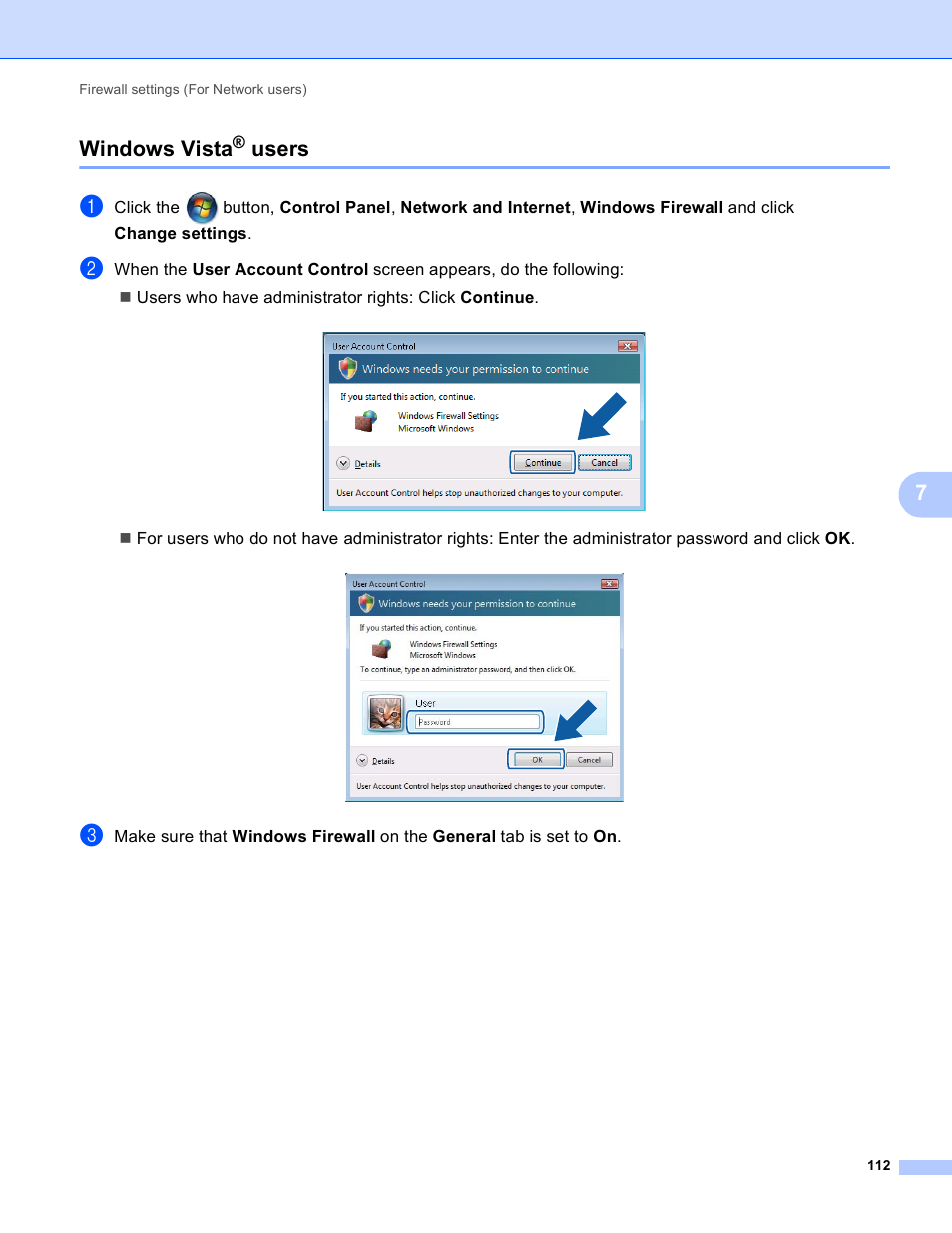 Windows vista® users, Windows vista, Users | 7windows vista | Brother MFC-J410W User Manual | Page 118 / 205
