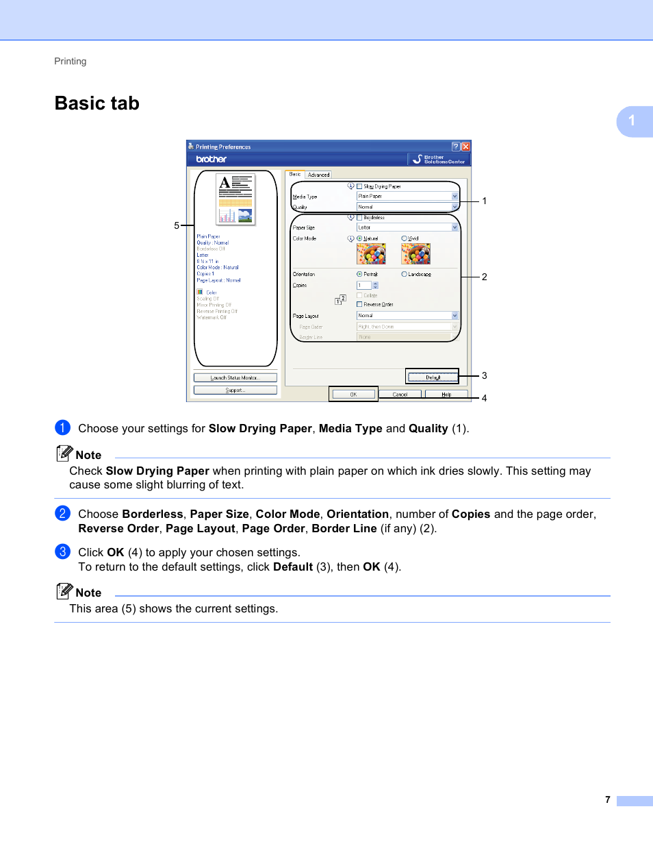 Basic tab | Brother MFC-J410W User Manual | Page 13 / 205