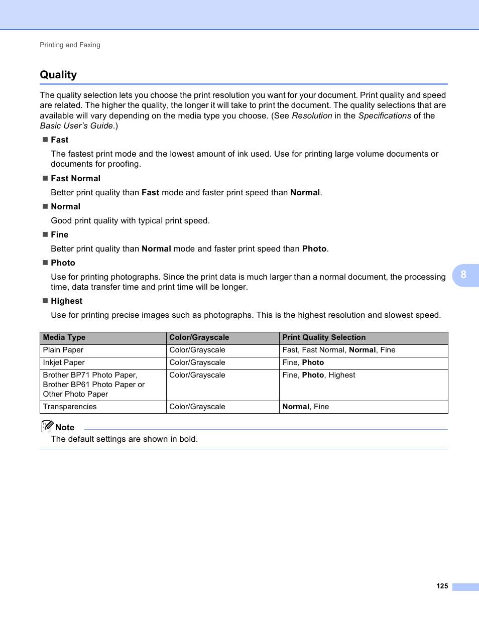 Quality, 8quality | Brother MFC-J410W User Manual | Page 131 / 205