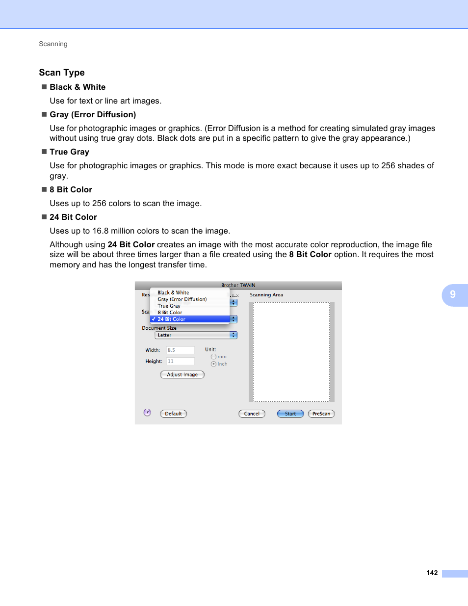 Scan type | Brother MFC-J410W User Manual | Page 148 / 205