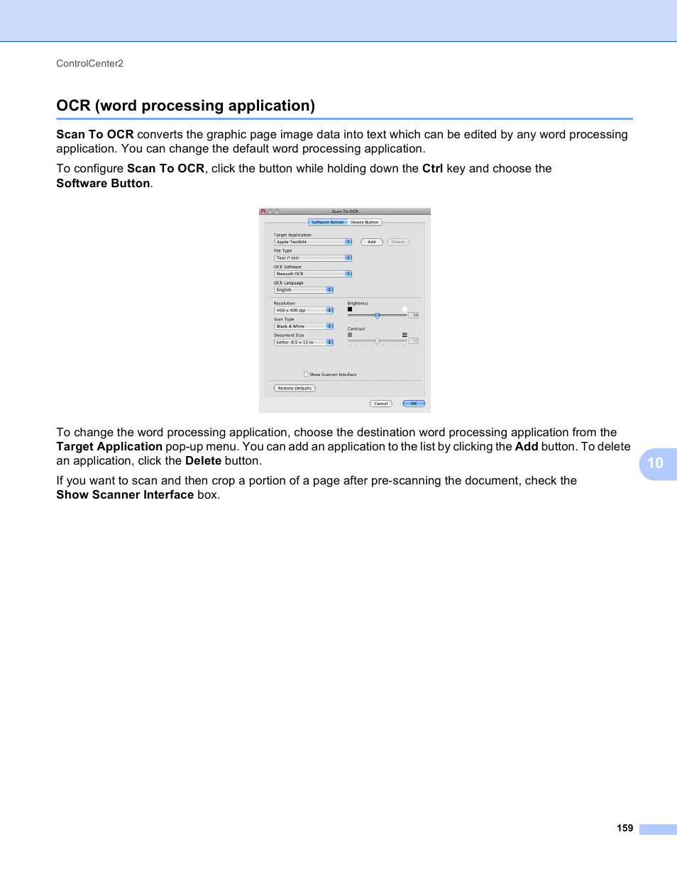 Ocr (word processing application), 10 ocr (word processing application) | Brother MFC-J410W User Manual | Page 165 / 205