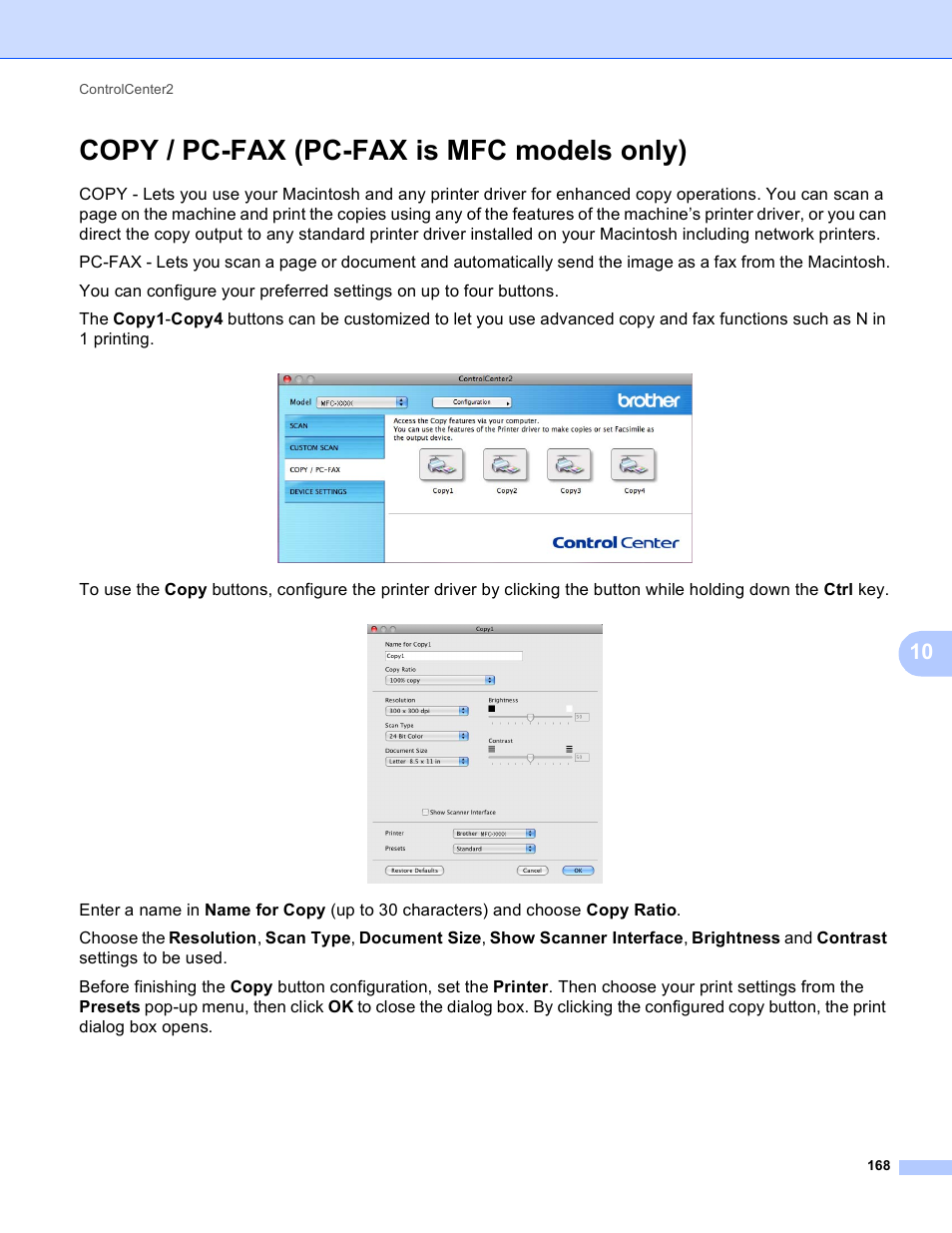 Copy / pc-fax (pc-fax is mfc models only) | Brother MFC-J410W User Manual | Page 174 / 205