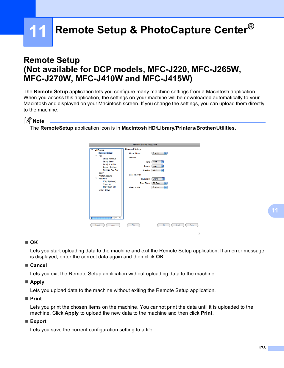 11 remote setup & photocapture center, Remote setup & photocapture center, Mfc-j410w and mfc-j415w) | Brother MFC-J410W User Manual | Page 179 / 205