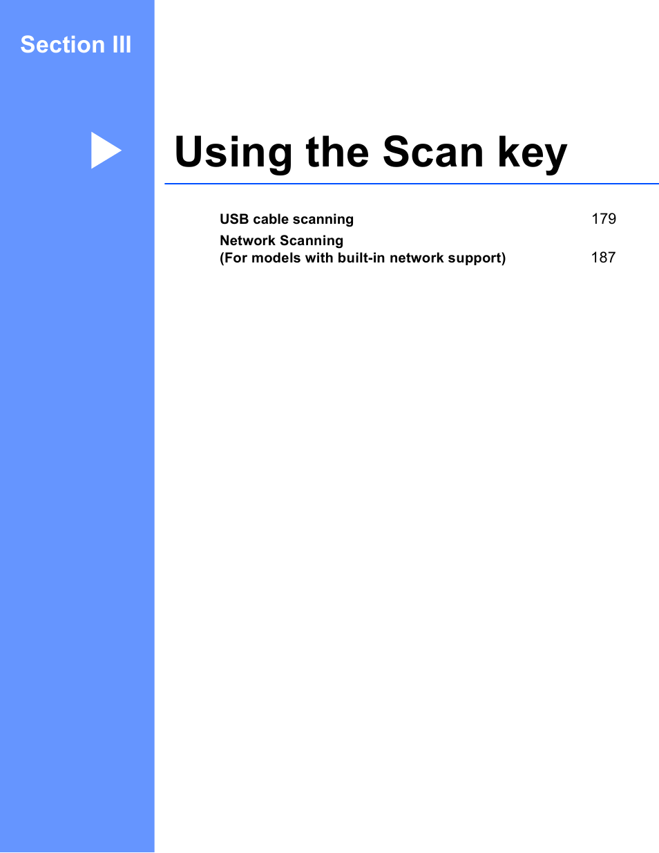 Using the scan key, Section iii using the scan key | Brother MFC-J410W User Manual | Page 184 / 205