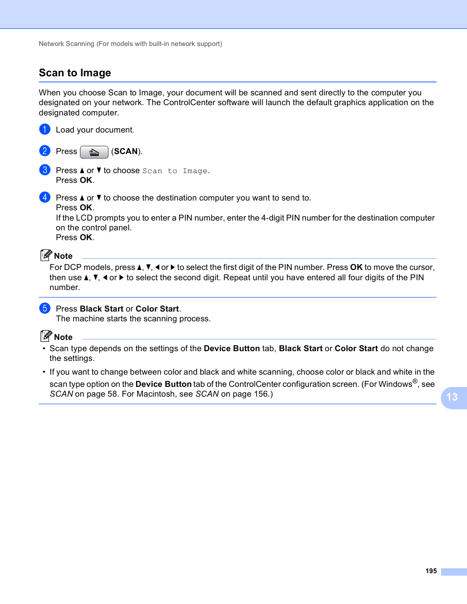 Scan to image, 13 scan to image | Brother MFC-J410W User Manual | Page 201 / 205