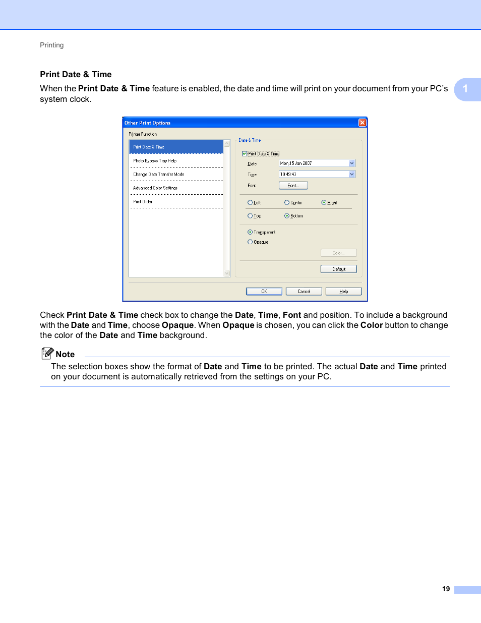 Print date & time | Brother MFC-J410W User Manual | Page 25 / 205