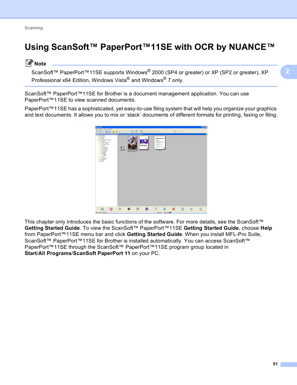 Using scansoft™ paperport™11se with ocr by nuance | Brother MFC-J410W User Manual | Page 57 / 205