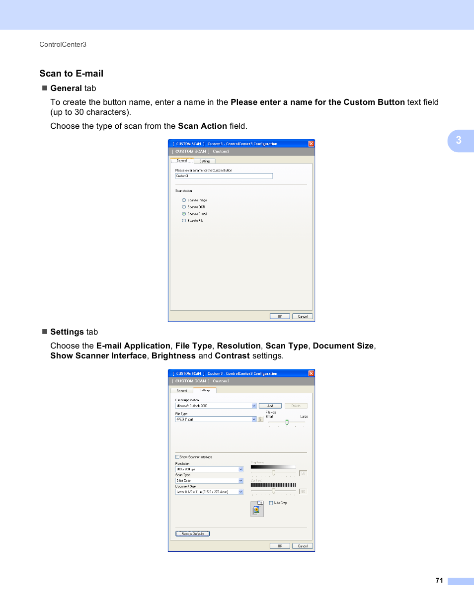 Scan to e-mail | Brother MFC-J410W User Manual | Page 77 / 205