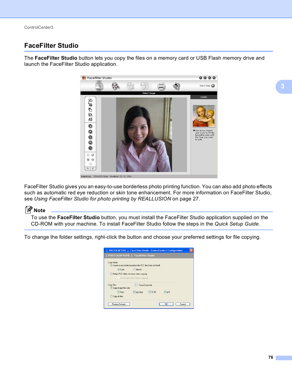 Facefilter studio, 3facefilter studio | Brother MFC-J410W User Manual | Page 82 / 205