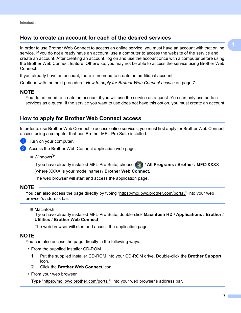 How to apply for brother web connect access | Brother MFC-J4510DW User Manual | Page 10 / 40