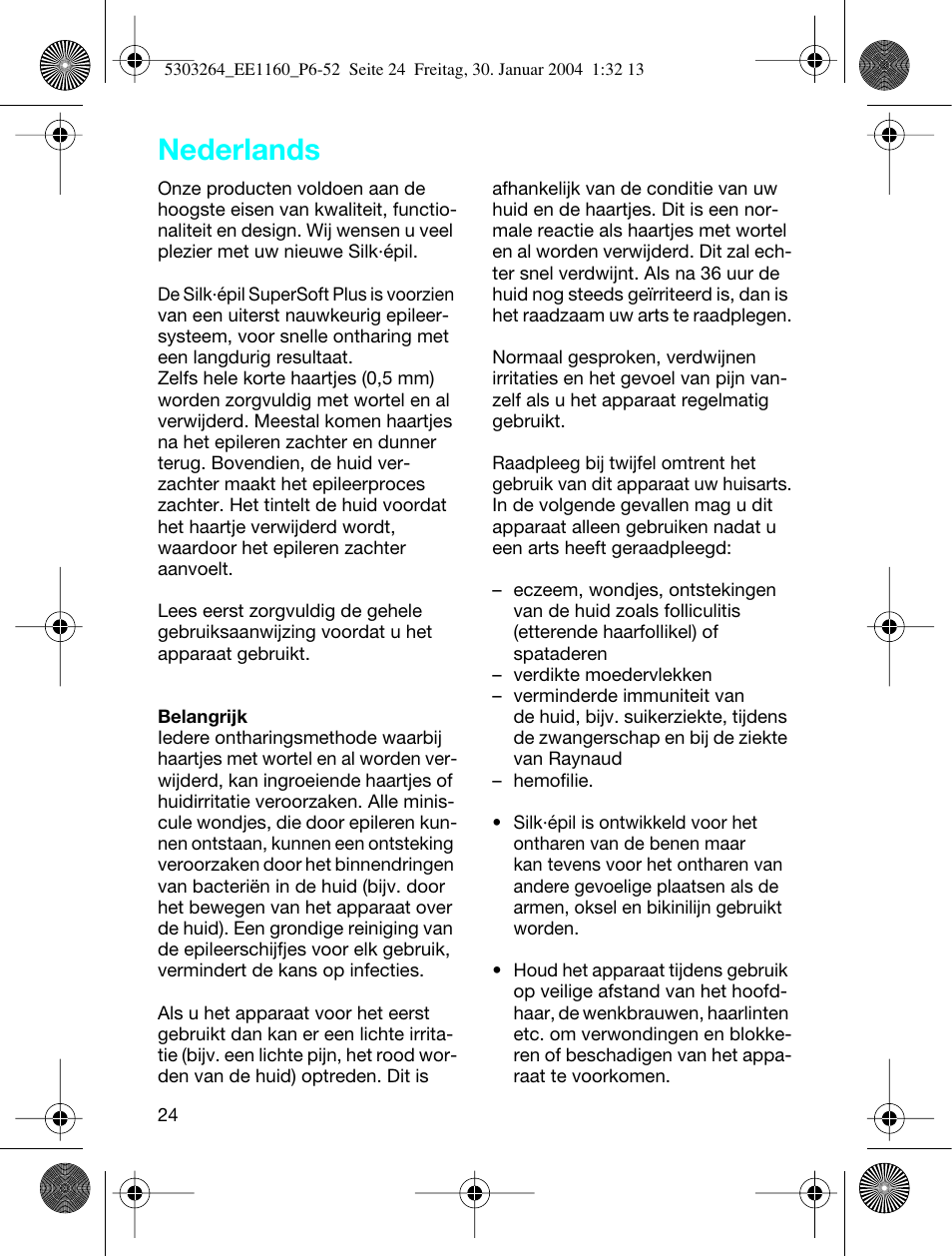 Nederlands | Braun EE1160 Silk-épil SuperSoft Plus User Manual | Page 23 / 47