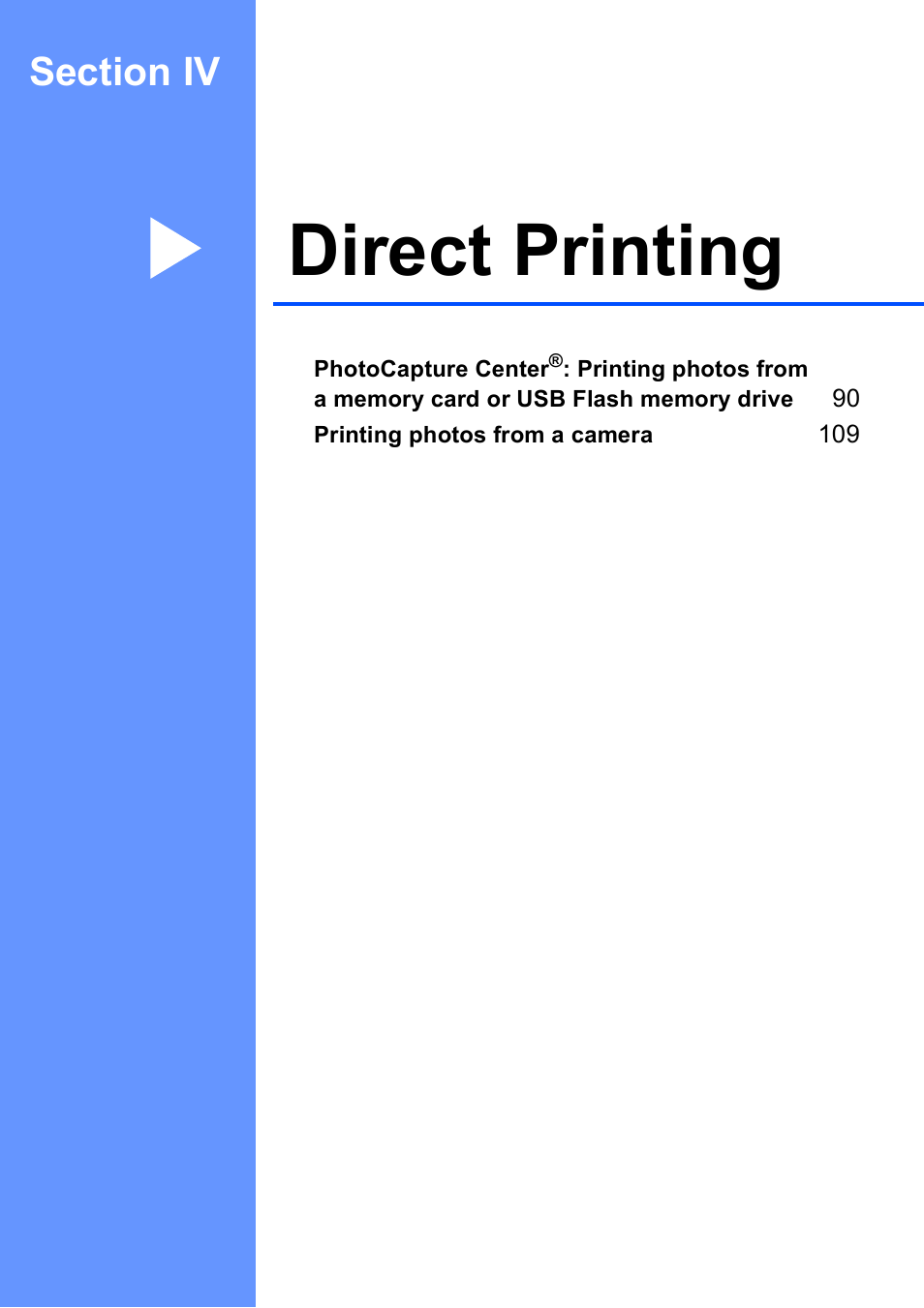 Section iv: direct printing, Section iv direct printing, Direct printing | Brother MFC-495CW User Manual | Page 105 / 224