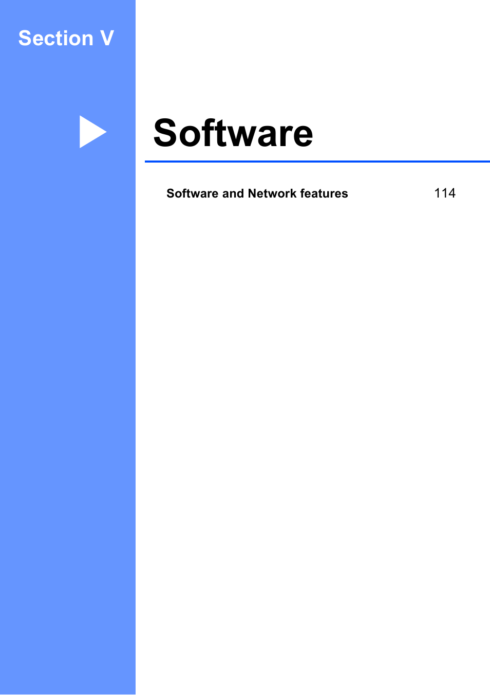 Section v: software, Section v software, Software | Brother MFC-495CW User Manual | Page 129 / 224