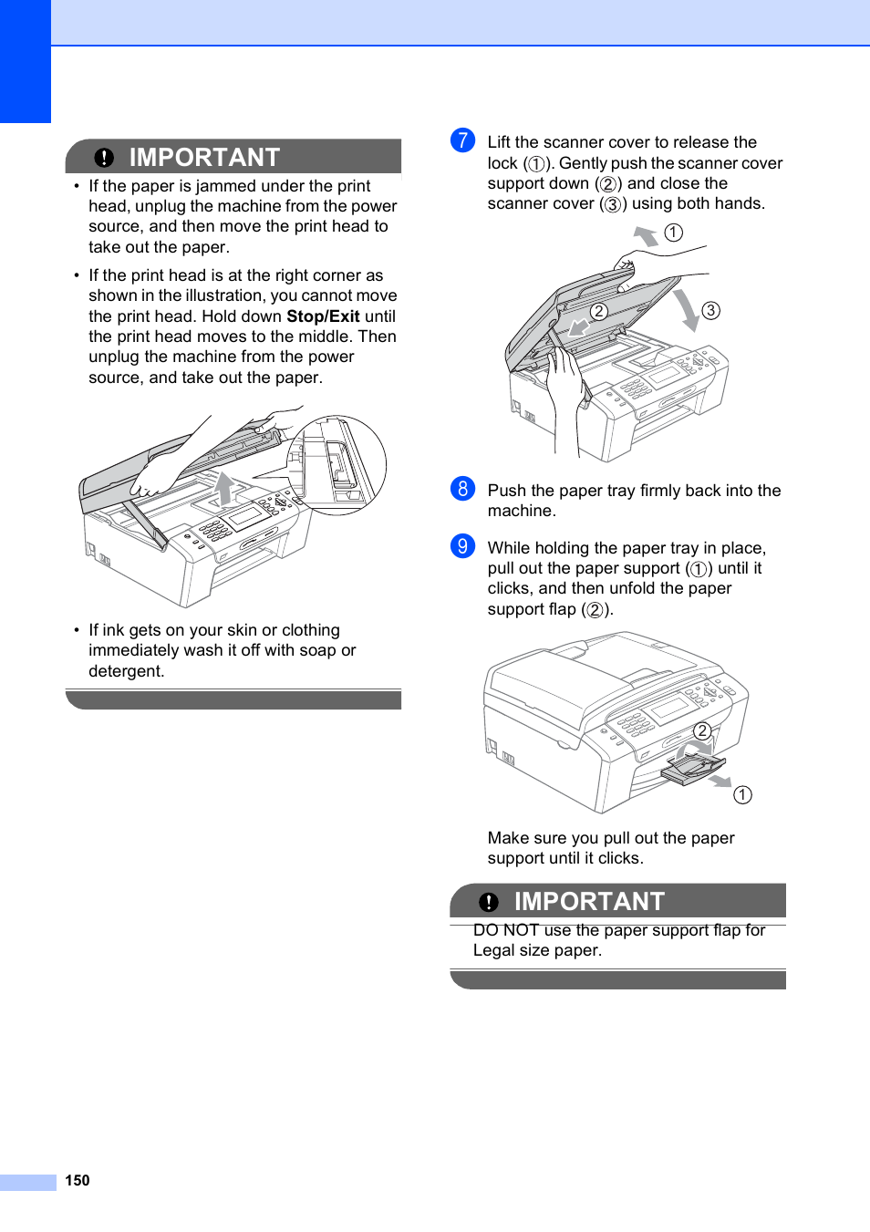 Important | Brother MFC-495CW User Manual | Page 166 / 224