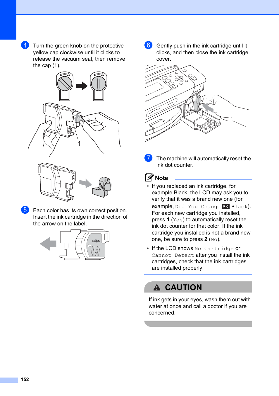 Caution | Brother MFC-495CW User Manual | Page 168 / 224