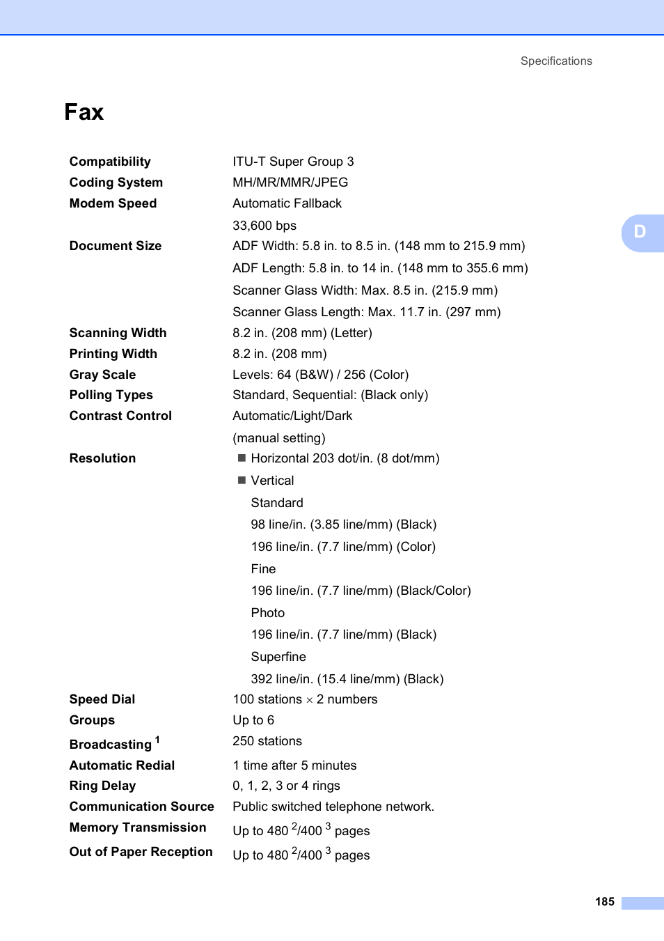 Brother MFC-495CW User Manual | Page 201 / 224