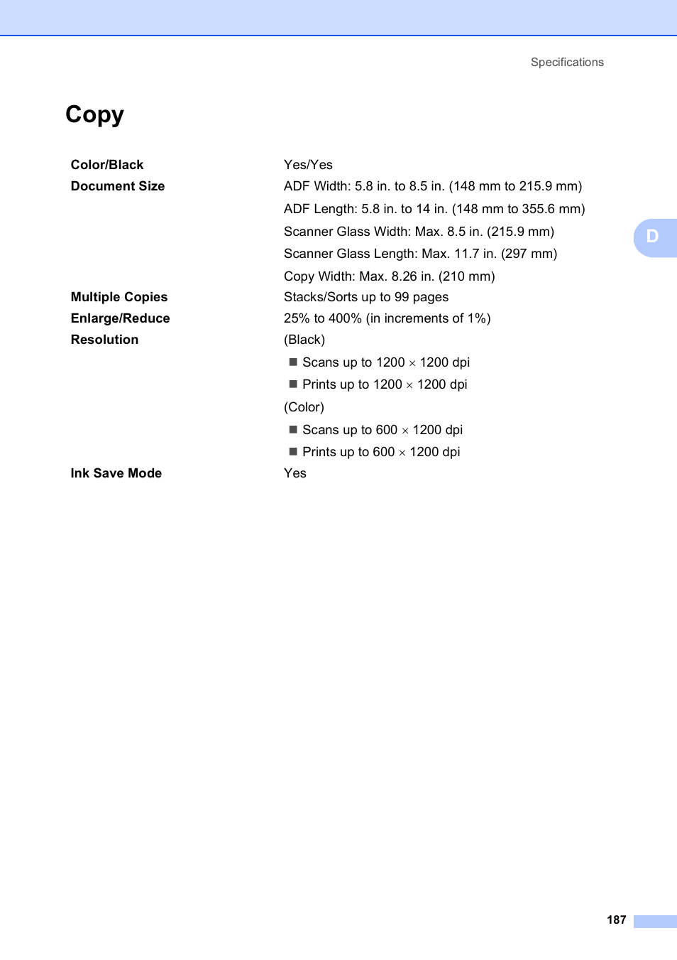 Copy | Brother MFC-495CW User Manual | Page 203 / 224