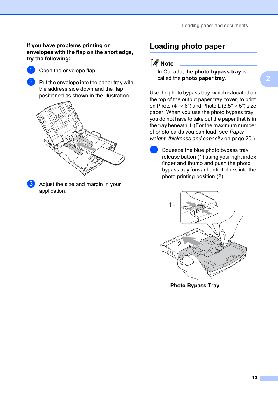 Loading photo paper | Brother MFC-495CW User Manual | Page 29 / 224