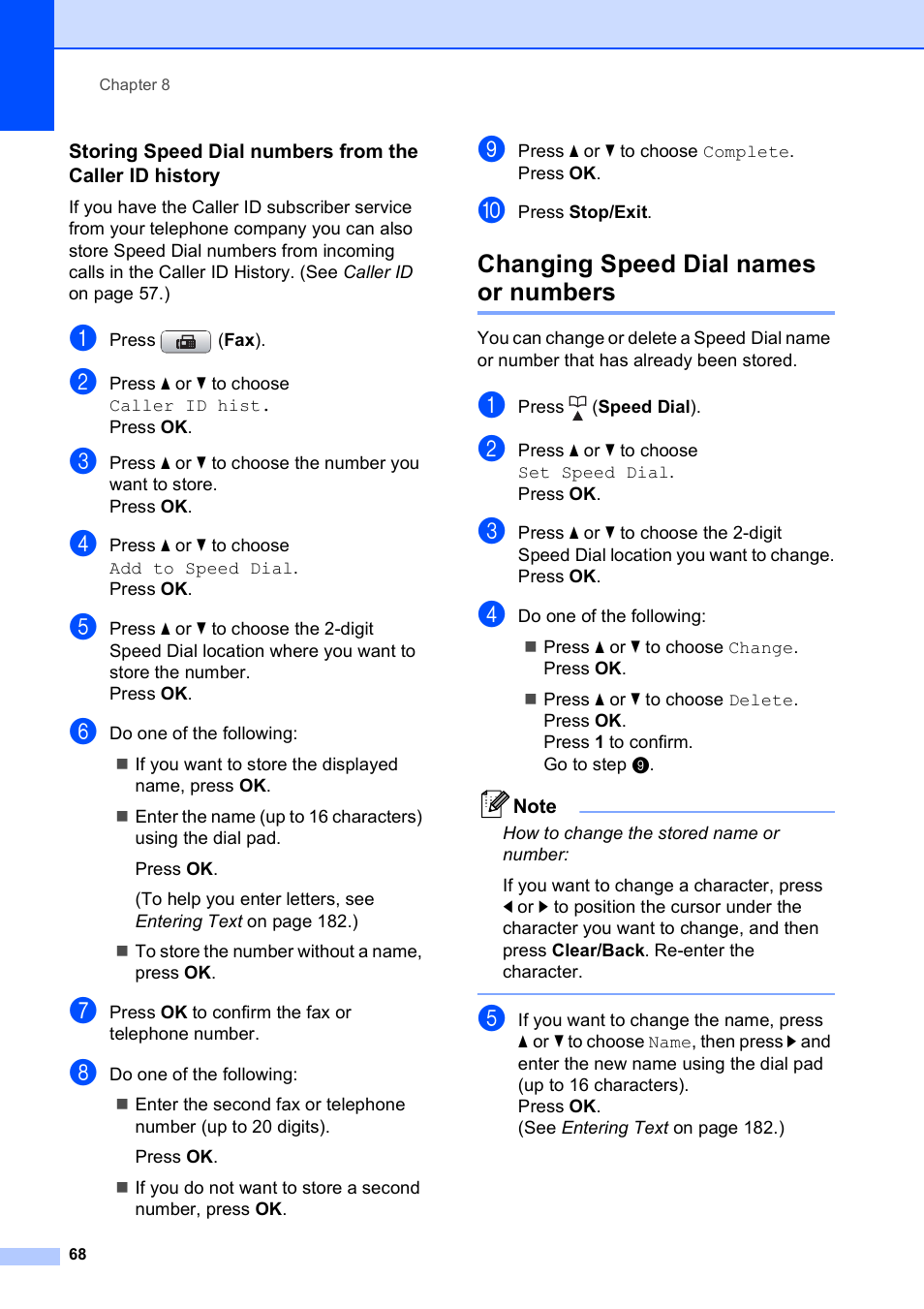 Changing speed dial names or numbers | Brother MFC-495CW User Manual | Page 84 / 224