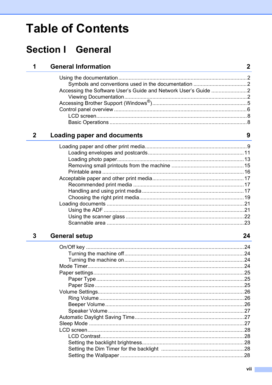Brother MFC-495CW User Manual | Page 9 / 224