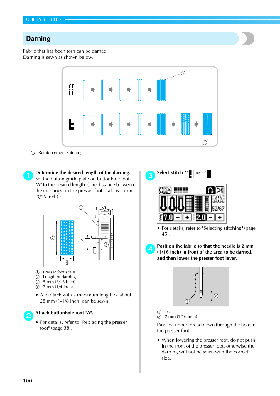Darning | Brother SE-270D User Manual | Page 106 / 166