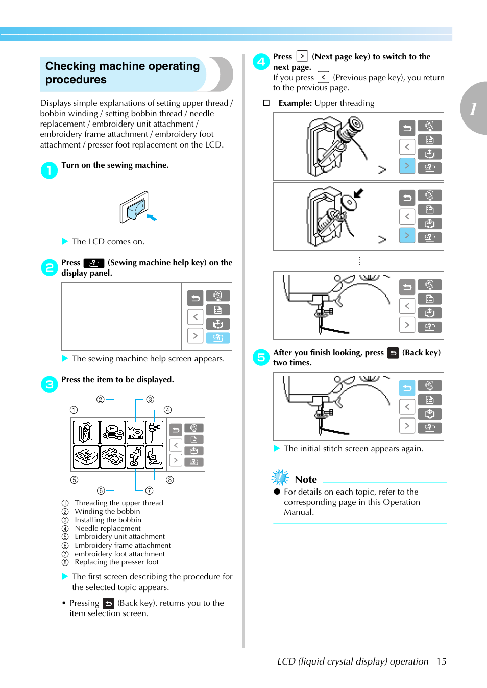 Checking machine operating procedures | Brother SE-270D User Manual | Page 21 / 166