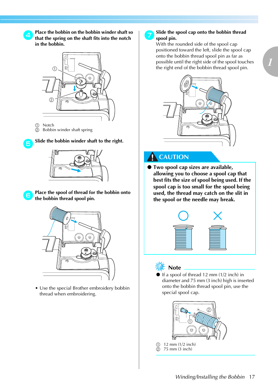 Caution | Brother SE-270D User Manual | Page 23 / 166