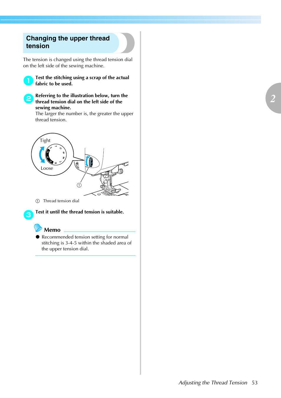 Changing the upper thread tension | Brother SE-270D User Manual | Page 59 / 166
