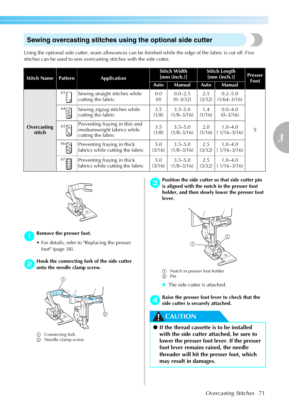 Caution | Brother SE-270D User Manual | Page 77 / 166