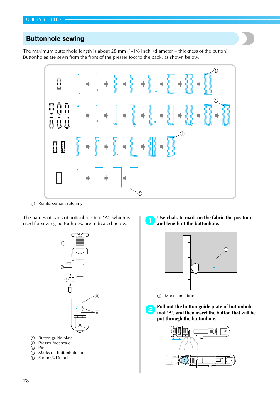 Buttonhole sewing | Brother SE-270D User Manual | Page 84 / 166