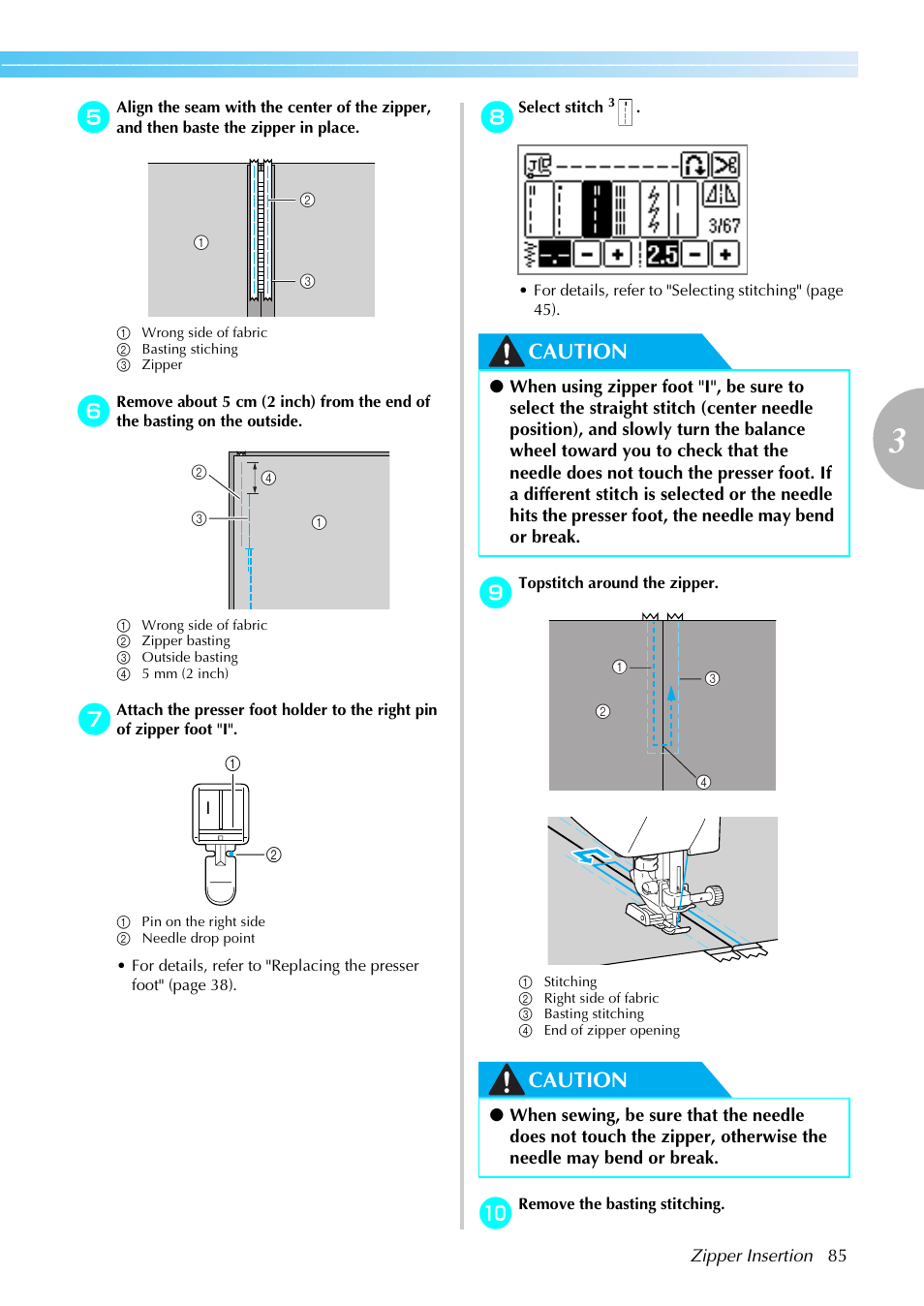 Caution | Brother SE-270D User Manual | Page 91 / 166