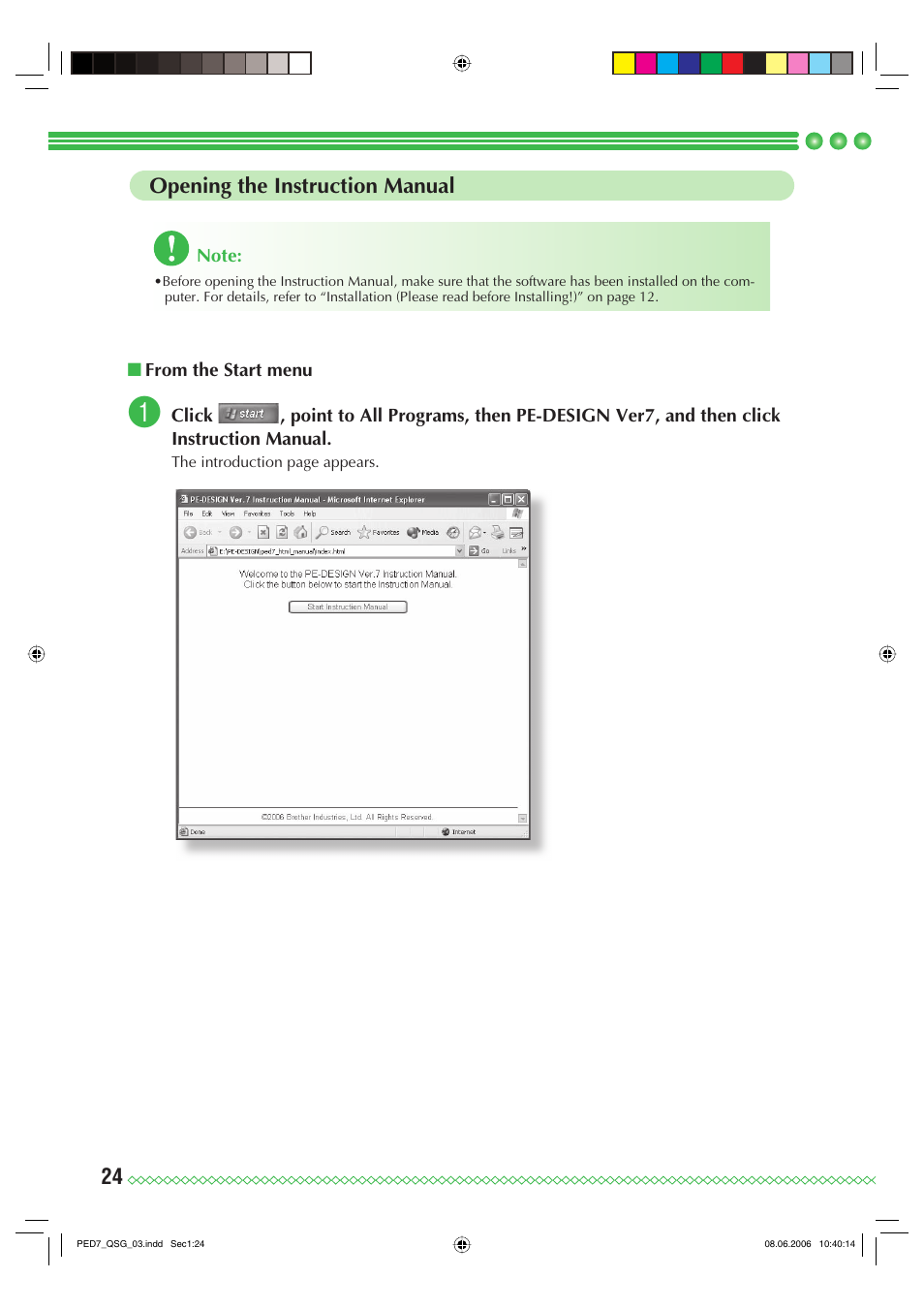 24 opening the instruction manual | Brother PE-DESIGN Ver.7 User Manual | Page 26 / 50