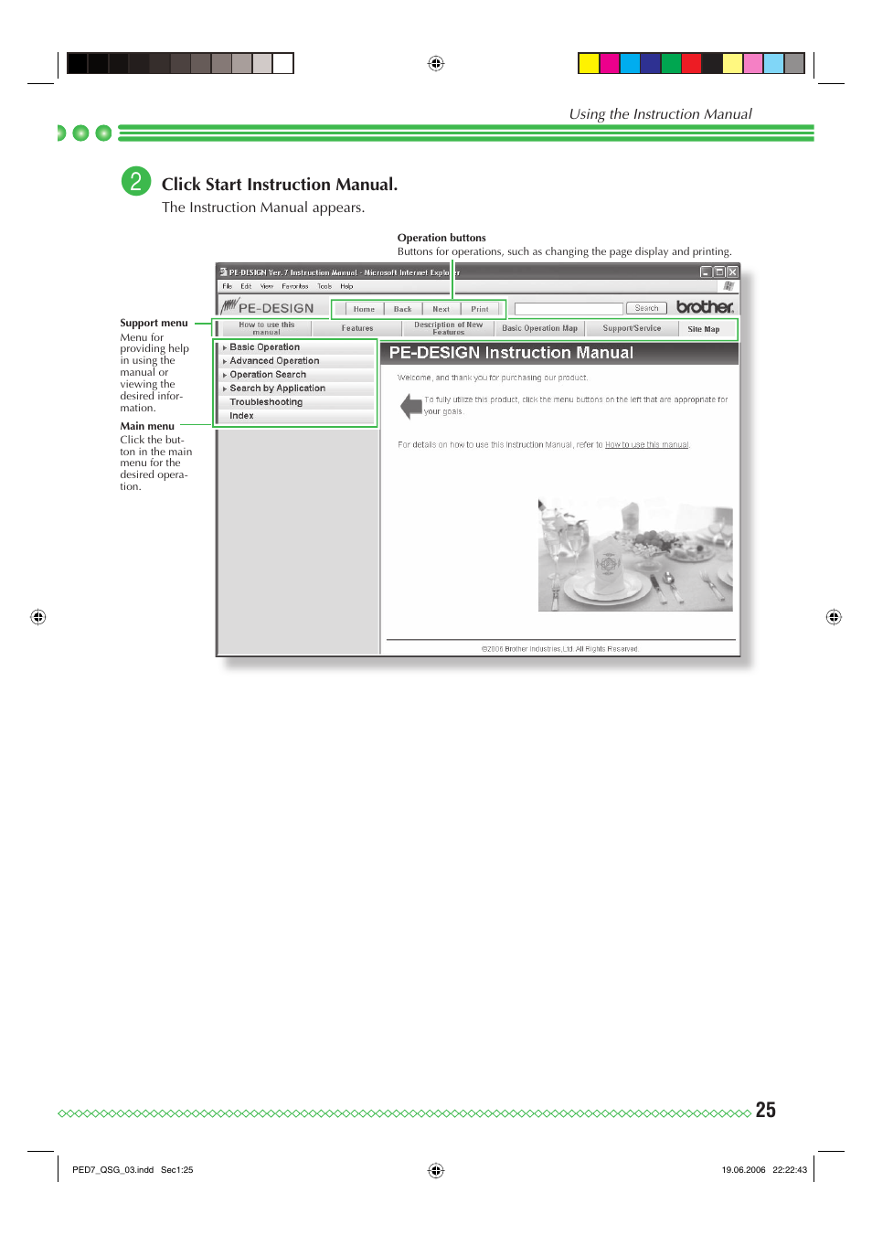 Click start instruction manual | Brother PE-DESIGN Ver.7 User Manual | Page 27 / 50