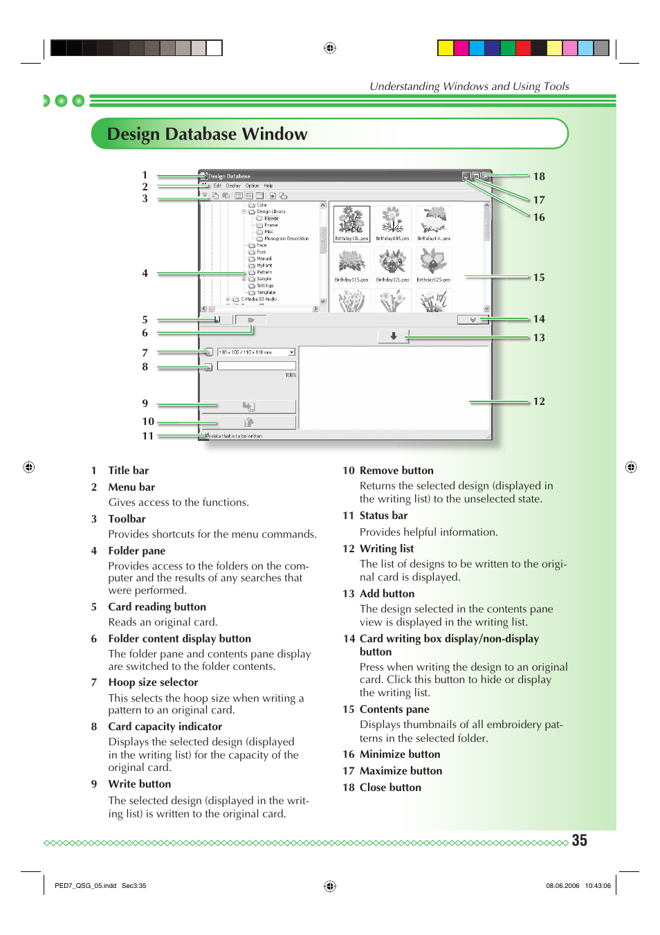 Design database window | Brother PE-DESIGN Ver.7 User Manual | Page 37 / 50