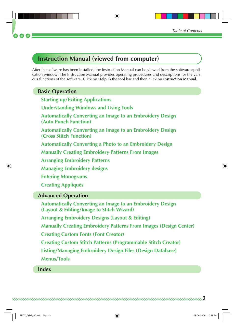 Instruction manual (viewed from computer) | Brother PE-DESIGN Ver.7 User Manual | Page 5 / 50