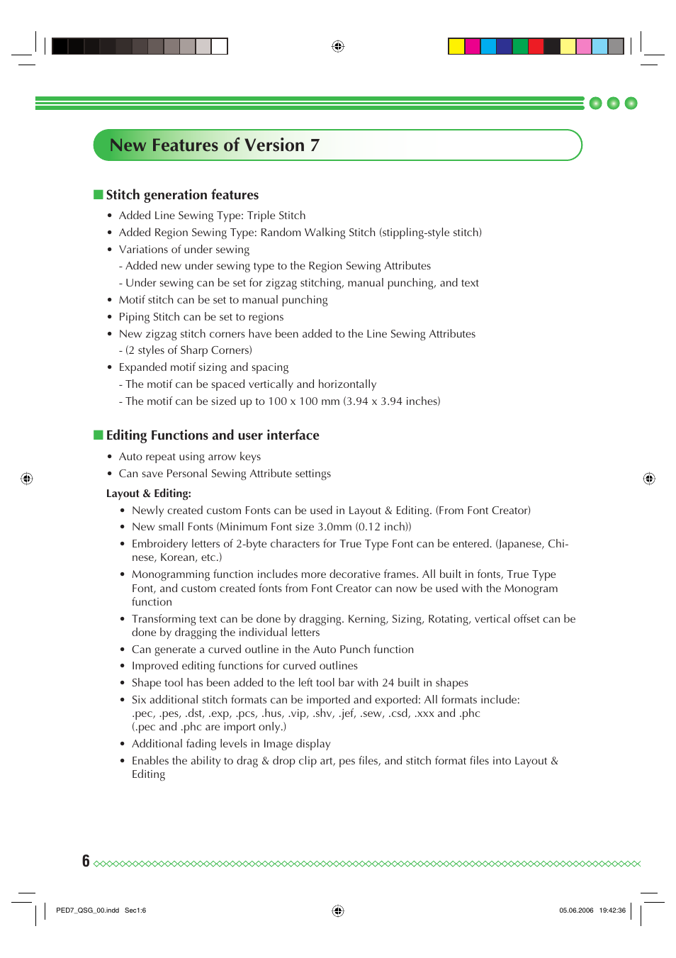 New features of version 7 | Brother PE-DESIGN Ver.7 User Manual | Page 8 / 50