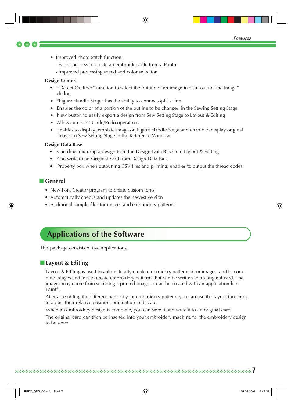 Applications of the software | Brother PE-DESIGN Ver.7 User Manual | Page 9 / 50