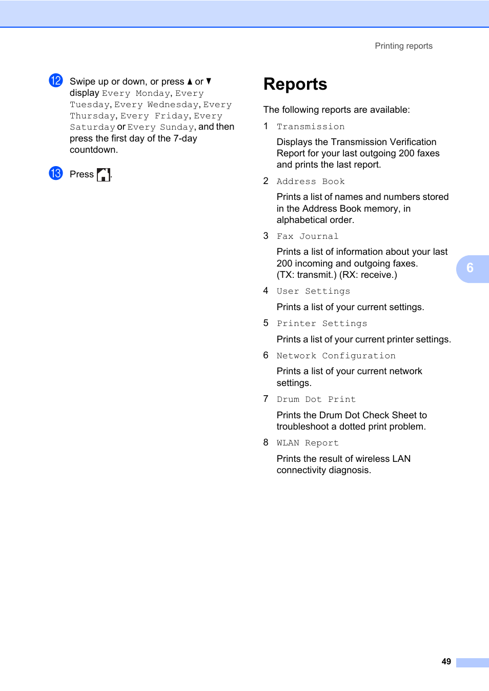 Reports | Brother MFC-L8600CDW User Manual | Page 55 / 108