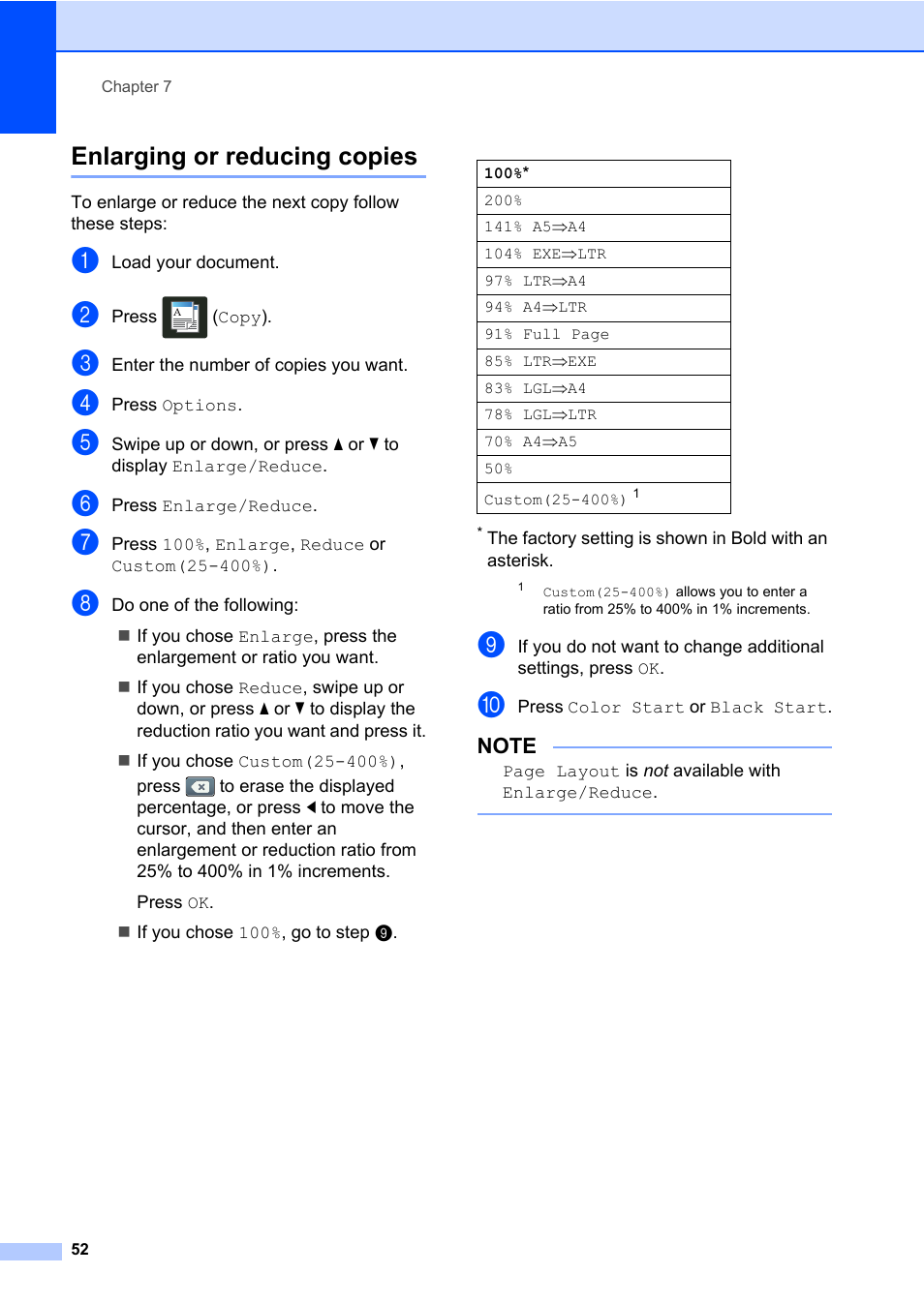 Enlarging or reducing copies | Brother MFC-L8600CDW User Manual | Page 58 / 108
