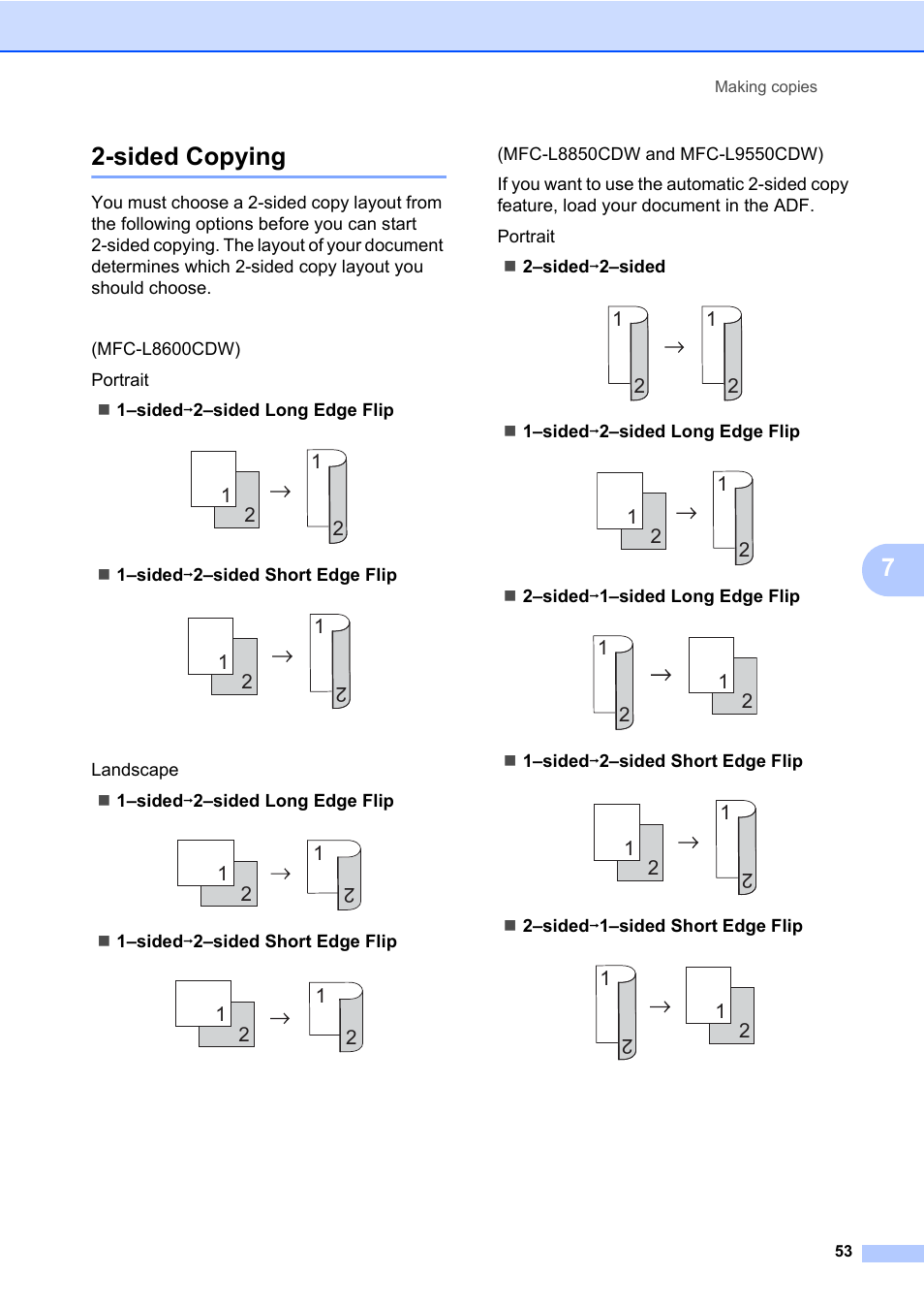 Sided copying | Brother MFC-L8600CDW User Manual | Page 59 / 108