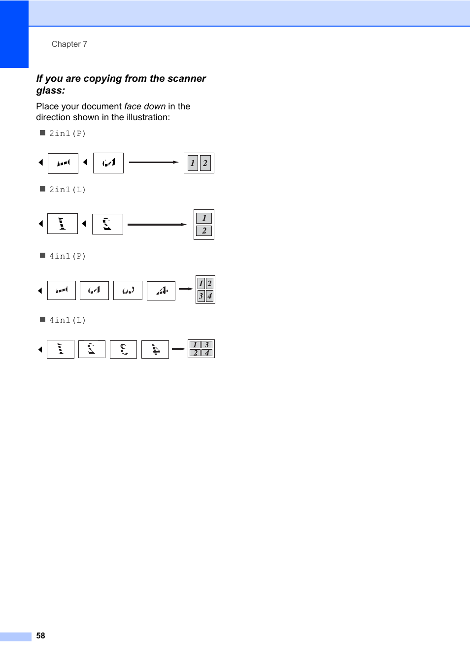 If you are copying from the scanner glass, 2in1(l), 4in1(p) | 4in1(l) | Brother MFC-L8600CDW User Manual | Page 64 / 108