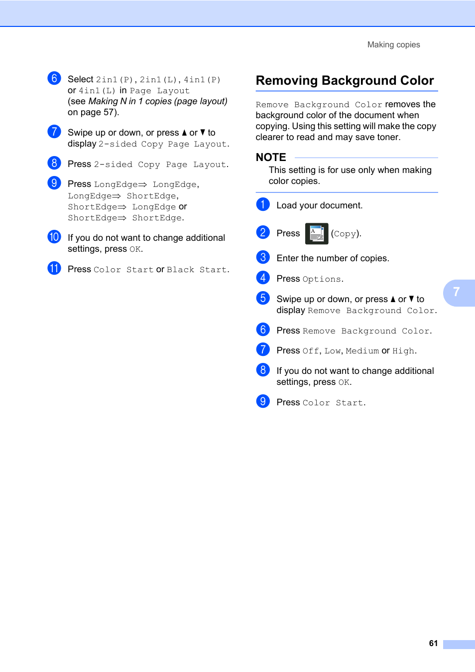 Removing background color | Brother MFC-L8600CDW User Manual | Page 67 / 108