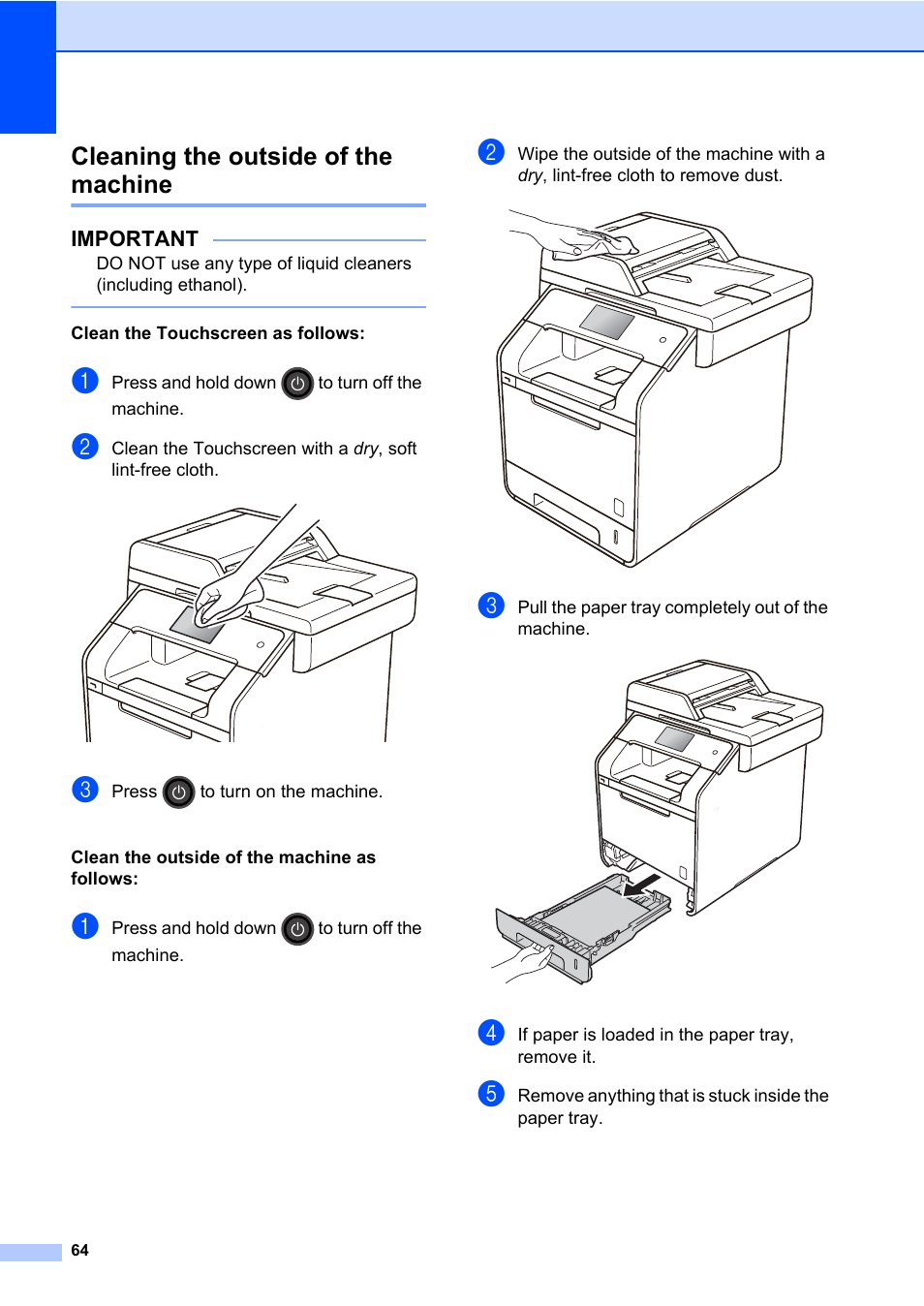 Cleaning the outside of the machine | Brother MFC-L8600CDW User Manual | Page 70 / 108