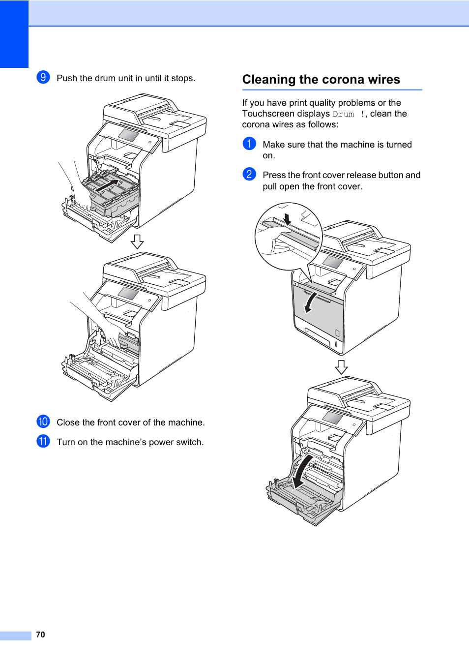 Cleaning the corona wires | Brother MFC-L8600CDW User Manual | Page 76 / 108