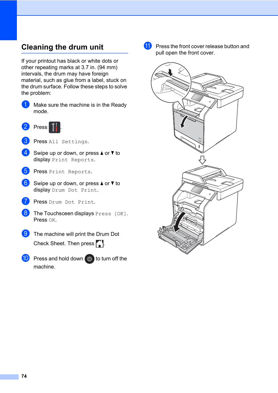 Cleaning the drum unit | Brother MFC-L8600CDW User Manual | Page 80 / 108