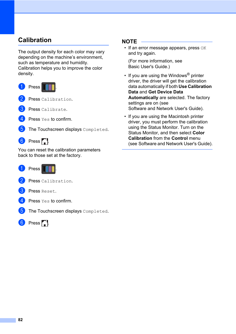 Calibration | Brother MFC-L8600CDW User Manual | Page 88 / 108