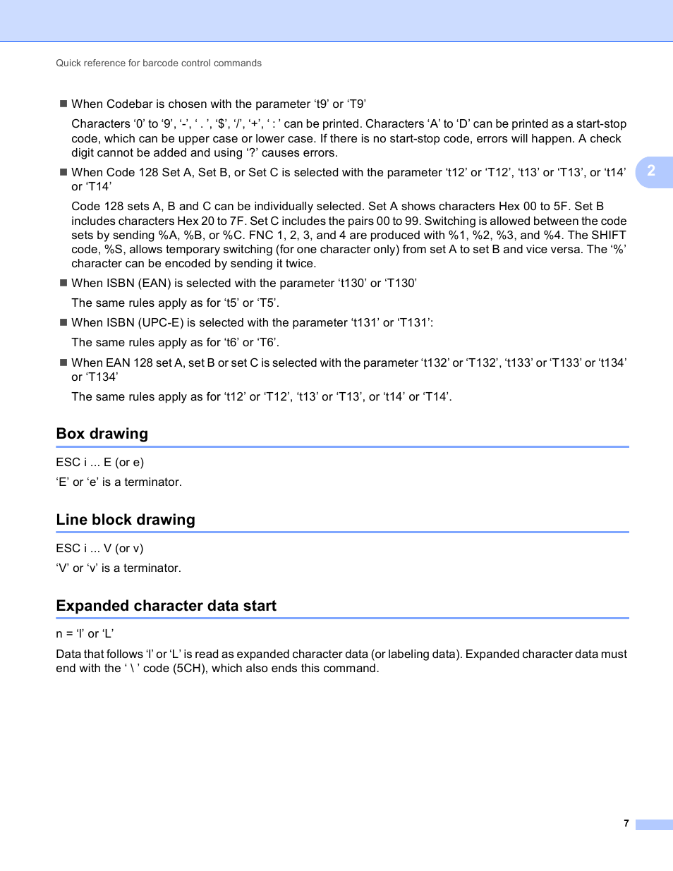 Box drawing, Line block drawing, Expanded character data start | Brother HL-6180DWT User Manual | Page 8 / 9