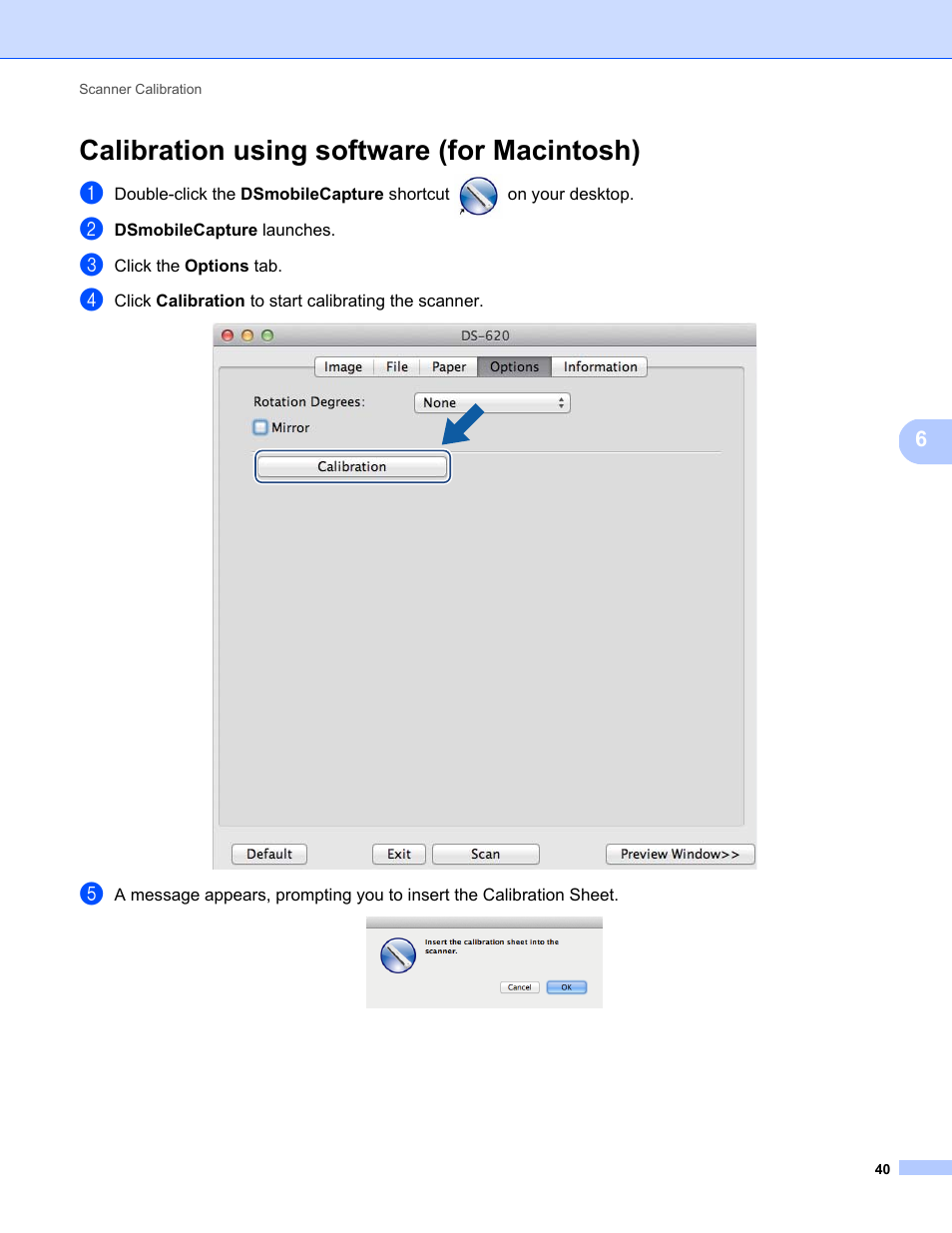 Calibration using software (for macintosh) | Brother DS-720D User Manual | Page 45 / 60